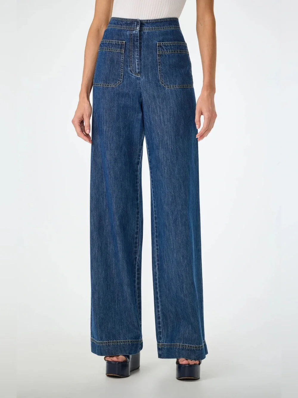 Trina Turk FERRER WIDE LEG JEAN High-Waist Women's Jeans in Dark Blue - Picture 1 of 4